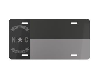 Flag of North Carolina Vanity License Plate in Grayscale, North Carolina State Flag Decor, North Carolina Souvenir, State of North Carolina