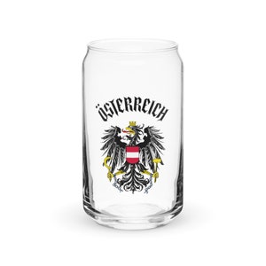 Austria Österreich Can-Shaped Glass, Austrian Coat of Arms, Bundeswappen, Austria Souvenir, Austrian Heritage, Eagle, Black Österreich Text