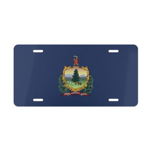 Tabliczka rejestracyjna z flagą Vermont Vanity, dekoracja flagi stanu Vermont, pamiątka z Vermont, flaga stanu Vermont, prezent samochodowy, prezent podróżny