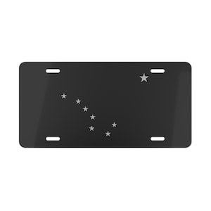Flag of Alaska Vanity License Plate in Grayscale, Alaska State Flag Decor, Alaska Souvenir, State of Alaska, Blackout Color Scheme image 1