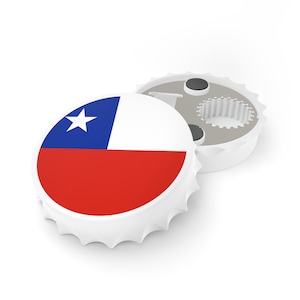 Chile Flag Bottle Opener, Chilean Flag Decor, Bar Gift, Travel Gift, Beer Gift, Soda Gift