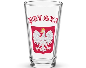 Bicchiere da pinta Polska Polonia Shaker, stemma polacco, Godło, souvenir polacco, patrimonio polacco, aquila, testo rosso Polska