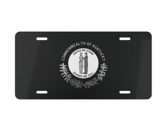 Flag of Kentucky Vanity License Plate in Grayscale, Kentucky State Flag Decor, Kentucky Souvenir, State of Kentucky, Blackout Color Scheme