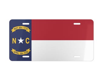 Matrícula personalizada con la bandera de Carolina del Norte, decoración con la bandera del estado de Carolina del Norte, recuerdo de Carolina del Norte, bandera del estado de Carolina del Norte, viajes