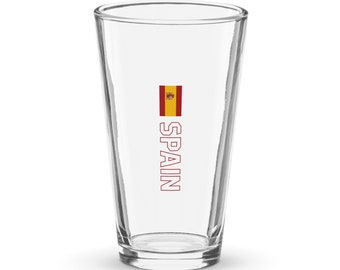 Spanien España Nationalflagge Shaker Pint Glas, Bandera de España, Vertikale spanische Flagge mit rotem Umriss Textdesign