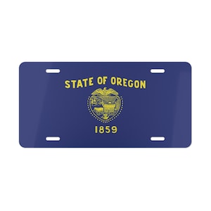 Flag of Oregon (Front Side) Vanity License Plate, Oregon State Flag Decor, Oregon Souvenir, State of Oregon Flag, Car Gift, Travel Gift