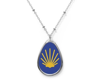 Camino de Santiago Scallop Shell ovale ketting, bedevaart herdenkingsgeschenk, de weg van St. James, Buen Camino