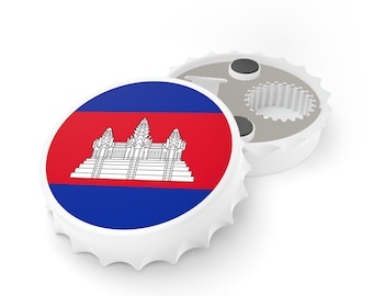Cambodia Flag Bottle Opener, Cambodian Flag Decor, Bar Gift, Travel Gift, Beer Gift, Soda Gift