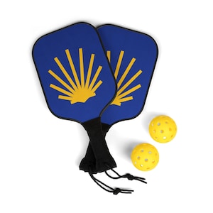 Pickleball Kit - Camino de Santiago Scallop Shell Design, Two Pickleball Paddles and Two Balls, Ideal for Pickleball Fans, Durable & Stylish