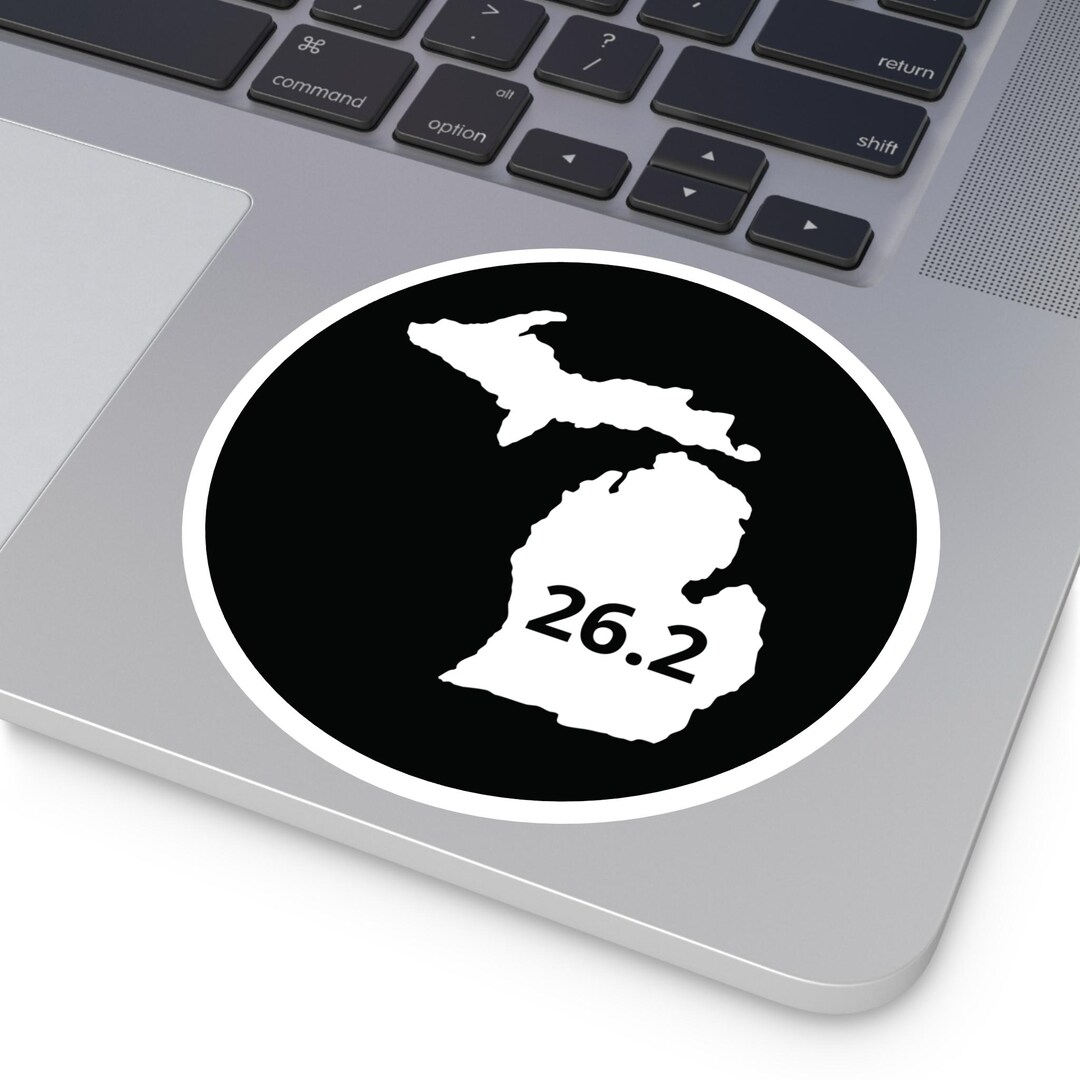 Michigan 26.2 Miles Marathon Distance Sticker, Round Sticker, Indoor ...