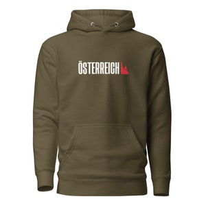 Austria Österreich Unisex Hoodie Hooded Sweatshirt The Alps Mountain Range Alpine Peaks Red