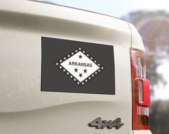 Magneet staatsvlag Arkansas - grijstinten/verduisterend kleurenschema, 7,5 x 4,5 inch, automagneet, vlag van Arkansas, staat AR, cadeau Arkansas, reizen