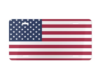 Placa de licença de vaidade da bandeira americana, placa de carro patriótica dos EUA, Estados Unidos da América, presente patriótico, presente americano, decoração de quatro de julho