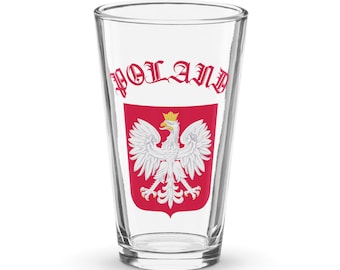 Bicchiere da pinta Polonia Polska Shaker, stemma polacco, Godło, souvenir della Polonia, patrimonio polacco, aquila, testo rosso della Polonia