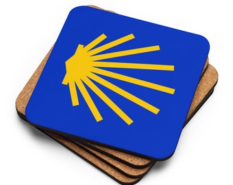 Camino de Santiago Shell Cork-Back Coaster, Bedevaart Herdenkingsgeschenk, De Weg van St. James, Reissouvenir, Single Coaster