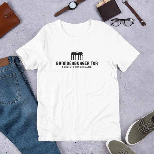 Brandenburger Tor Brandenburg Gate Unisex t-shirt, Berlin Deutschland Germany, Black Text