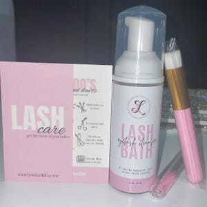 Lash foam cleanser/shampoo w/ rinse bottle, Lash extension supplies, Lash extension cleaner; Aftercare lash kit, Strip lash cleaner/cleanser