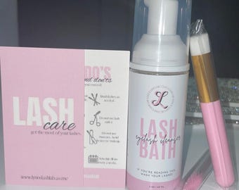 Lash foam cleanser/shampoo w/ rinse bottle, Lash extension supplies, Lash extension cleaner; Aftercare lash kit, Strip lash cleaner/cleanser