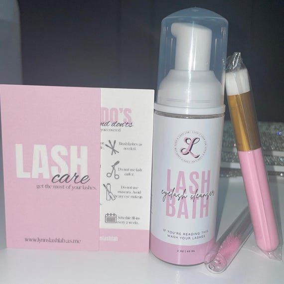 Lash foam cleanser/shampoo w/ rinse bottle, Lash extension supplies, Lash extension cleaner; Aftercare lash kit, Strip lash cleaner/cleanser