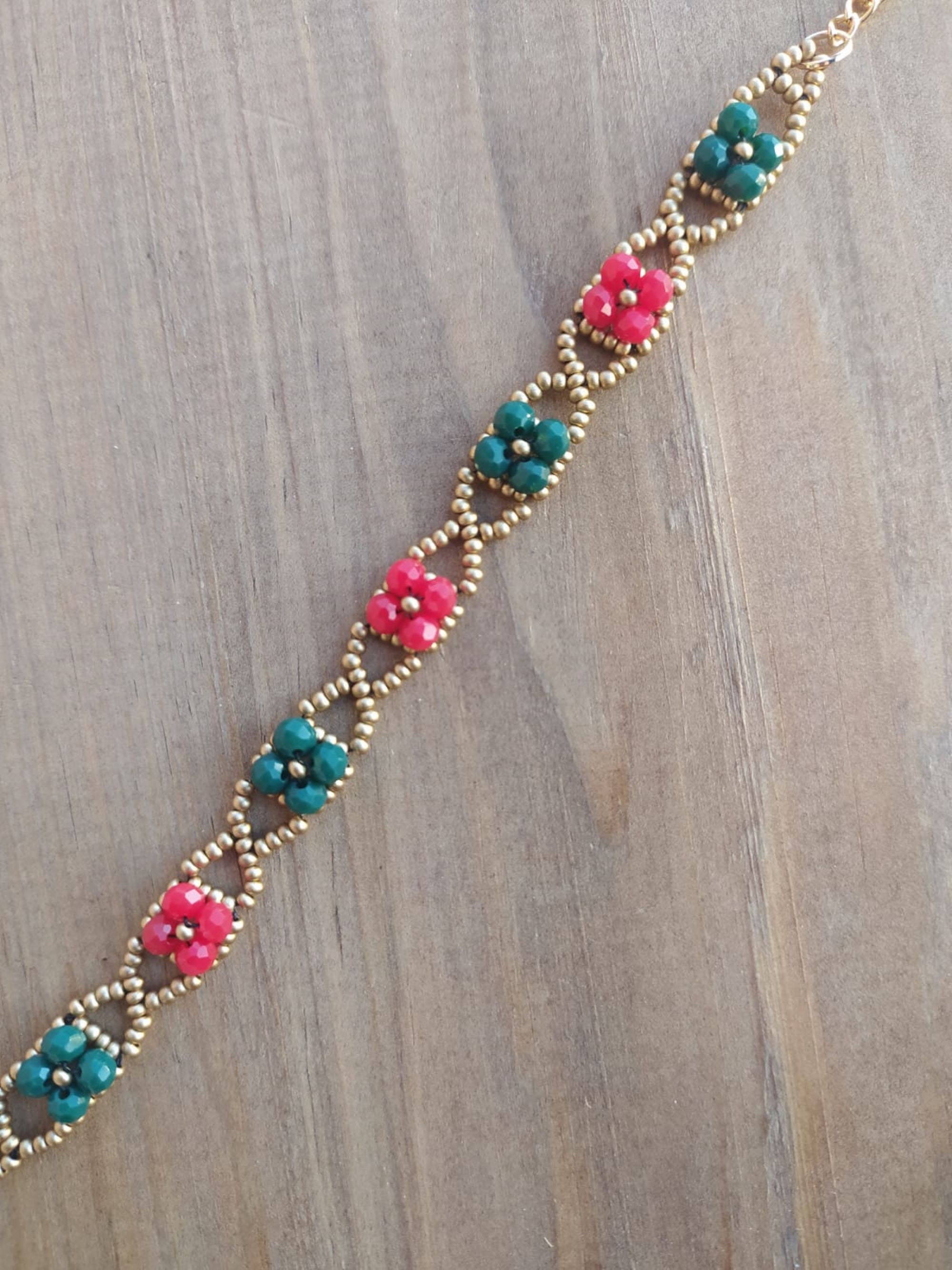 Beaded Patterned Christmas Bracelet Gift, Gift for Her, Gift for Women, Handmade Gift,Mothers day Gifts,Anniversary Gifts,Handmade Necklace
