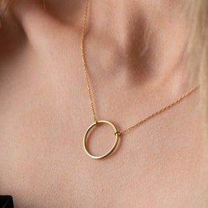 Circle Necklace for Women, Ring Necklace, Personalised Gift, Open Circle jewellery,Valentines Day Gifts, Eternity Necklace, Karma Necklace