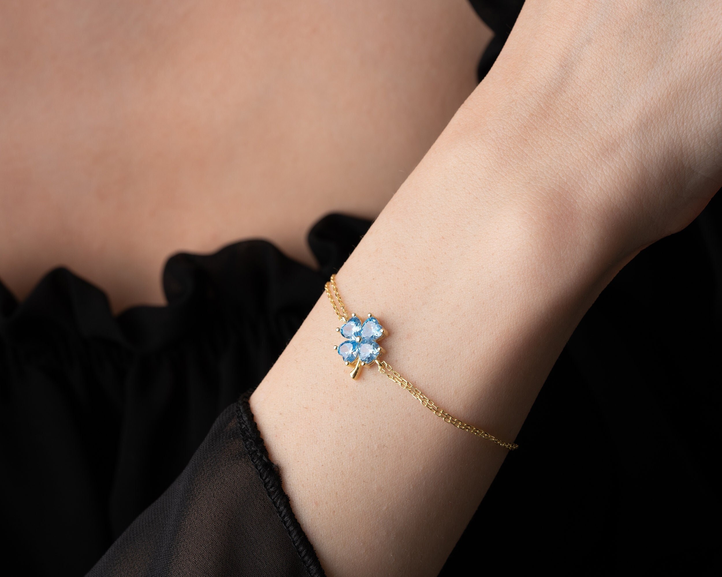 925 Sterling Silver Blue Mystic Four Leaf Topaz Clover