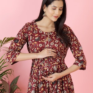 Handmade Maternity Frock For Pregnant Women | Maternity Gown | Comfortable & Stylish Dress For Moms-To-Be | Breastfeeding Day Wear Dress