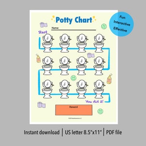 Color the Potties - Potty Training Chart with Reward, Potty Chart, Printable, Downloadable, Potty Reward Chart, Potty Train Toddler