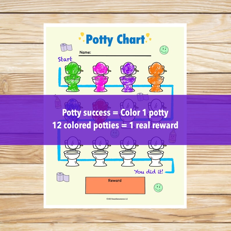 Color the Potties Potty Training Chart With Reward, Potty Chart, Printable, Downloadable, Potty