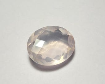 Naturlig rosenkvarts ädelsten, rosenkvartsslipen sten, oval form, storlek 15 x 18 mm, för smycken