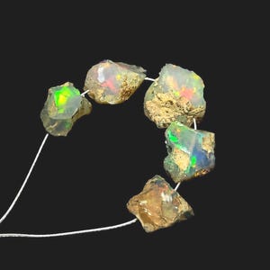 5 Pc Opal Raw, Natural Ethiopian Welo Opal Rough, Multi Fire Opal Raw, Loose Opal Gemstone, 9-12mm Size, Opal Lot