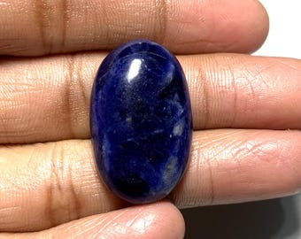 Natuurlijke blauwe sodaliet cabochon: ovale edelsteen voor sieraden (18 x 29 mm)