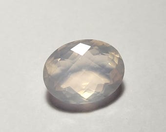 Naturlig rosenkvarts ädelsten, rosenkvartsslipad sten, oval form, storlek 16 x 20 mm, för smycken