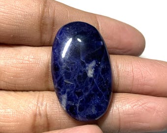 Natuurlijke blauwe sodaliet cabochon: ovale edelsteen voor sieraden (21 x 35 mm)