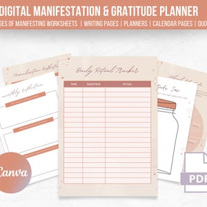 Manifestation | Law of Attraction | Digital Printable Journal  | Self-Care | Goals | Mindset | Templates Canva