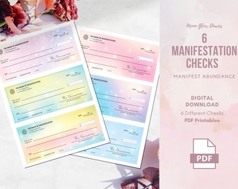 Manifestation Checks Law of Attraction Checks Printable Manifest Checks ...