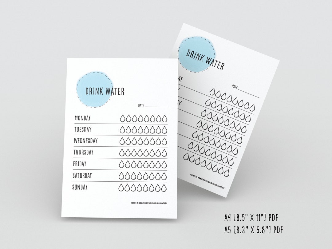 Simple Minimalist Water Tracker A4 and A5 Printable PDF - Etsy