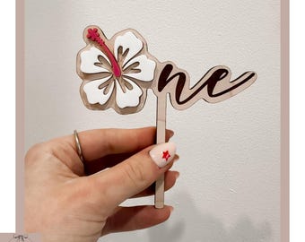 Hawaiian Flower First Birthday Cake Topper SVG | Tropical Cake Decoration | Luau Theme Cake Topper