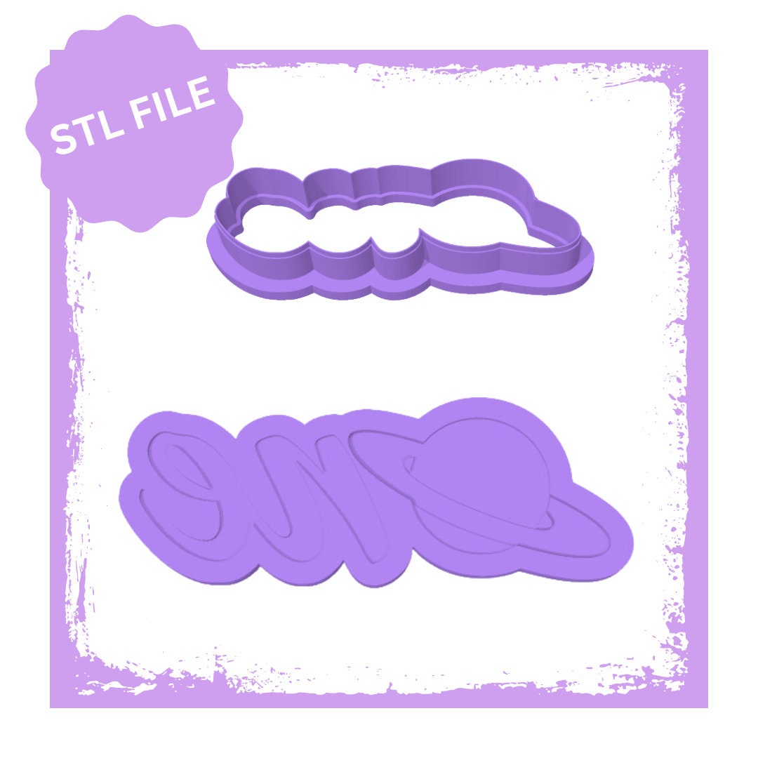 Saturn "One" debosser & cookie cutter STL file, Space Cookie Cutters, 3D Printed Cookie Cutters, Birthday Cookie Cutters