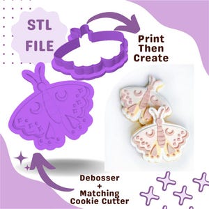 Boho moth debosser & cookie cutter STL File, Butterfly Cookie Cutters, Butterfly Theme, Birthday Cookie Cutters, Baking Tools