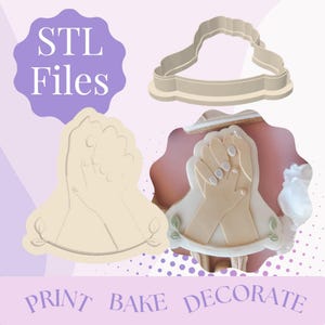 Mum and baby hand Stamp & Cookie Cutter STL File, Baby Shower Theme, Baby Shower Cookie Cutter, 3D Printed Cookie Cutter, Baking Tool