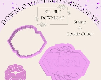 Baby debosser & cookie cutter STL file, Baby Shower theme, Baby Shower Cookie Cutters, Digital Cookie Cutters, 3D Printed Cookie Cutters
