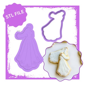 Bride debosser & cookie cutter STL file, Bridal Cookie Cutters, Baking Tools, 3D Printed Cookie Cutters, Wedding Cookie Cutters