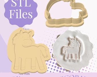 Horse Stamp and Cookie Cutter STL File, Farm Cookie Cutter STL File, Birthday Cookie Cutters, Country Cookie Cutter STL Files, Baking Tools