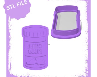 Chill pills debosser & cookie cutter STL file, Printable Cookie Cutters, Nurses Cookie Cutters, Stamps for Fondant, Cookie Cutters for Nurse