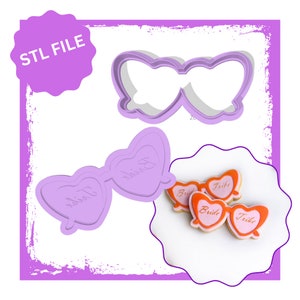 Bride tribe glasses debosser & cookie cutter STL file, Bachelorette Cookie Cutters, Bridal Cookie Cutters, 3d Printed Cookie Cutters