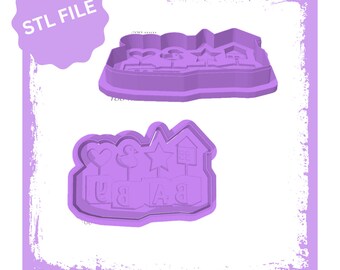 Baby blocks debosser & cookie cutter STL file, Baby Shower Cookie Cutter, 3D Printed Cookie Cutters, Baking Digital File, Baking Tools