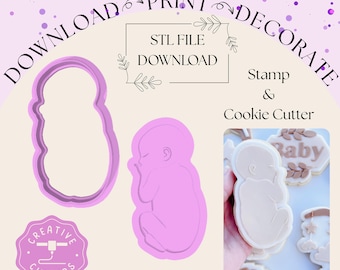 Newborn baby stamp & cookie cutter STL file, baby cookie cutters, Baby Shower Cookie Cutters, STL cookie cutters