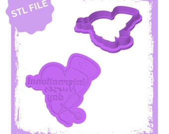 International nurses day debosser & cookie cutter STL file, Printable Cookie Cutters, Nurse Cookie Cutter, Cookie Stamps, Nurses Day
