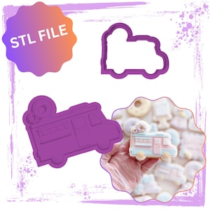 Donut van debosser & cookie cutter STL File, Birthday Cookie Cutters, Ice Cream Cookie Cutters, 3D Printed Cookie Cutters